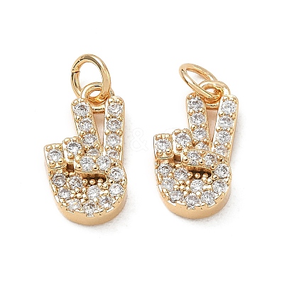 Brass Micro Pave Clear Cubic Zirconia Pendants CU-CBA3F77-06G-1