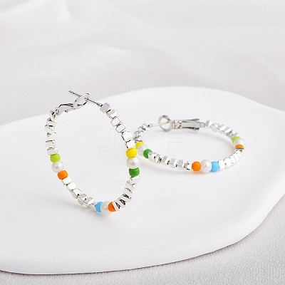 Brass Hoop Earrings EJEW-Q391-34P-1