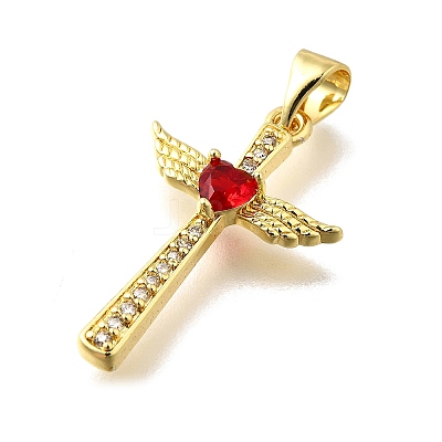 Brass Micro Pave Cubic Zirconia Pendants KK-Q066-40G-04-1