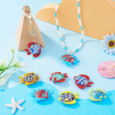 6Pcs 6 Colors Handmade Lampwork Pendants LAMP-TA0002-67C-1