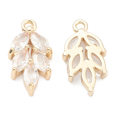 Brass Clear Cubic Zirconia Pendants X-ZIRC-O042-03G-1