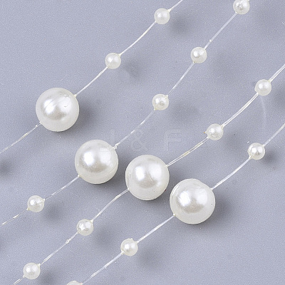 ABS Plastic Imitation Pearl Beaded Trim Garland Strand SACR-T354-01G-1