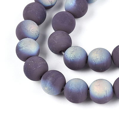 Frosted Opaque Glass Beads Strands GLAA-T032-P10mm-MBB15-1