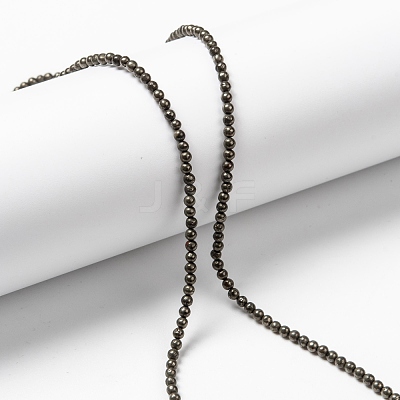 Natural Pyrite Beads Strands G-L031-2mm-01-1