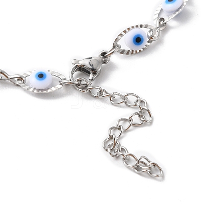 Evil Eye Plastic Link Chain Necklace NJEW-H169-03P-1