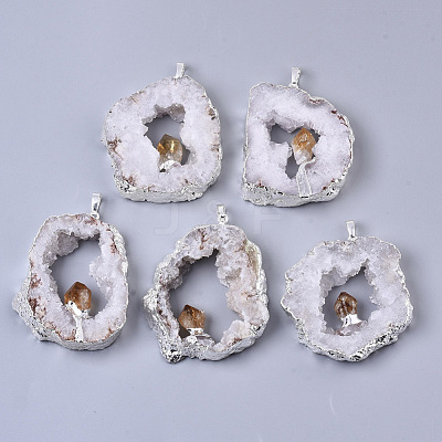 Natural Druzy Agate Big Pendants G-R458-05C-1