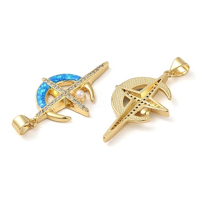 Rack Plating Brass Micro Pave Cubic Zirconia Pendants KK-P268-08C-G-1