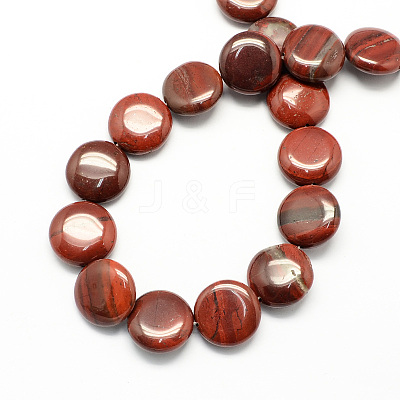 Flat Round Natural Red Jasper Beads Strands X-G-S110-06-1