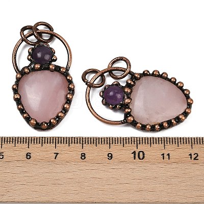 Natural Rose Quartz & Natural Amethyst Pendants G-Z101-06R-07-1