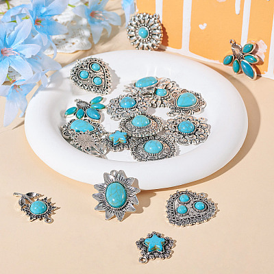 18Pcs 9 Style Tibetan Style Alloy Pendants FIND-TA0003-76-1