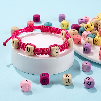 420Pcs 2 Style Natural Wood Printed Beads WOOD-LS0001-31-1