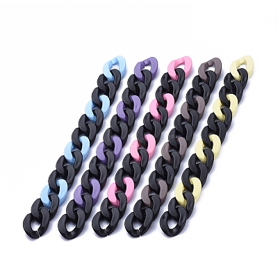 Handmade Opaque Spray Painted Acrylic Curb Chains AJEW-JB00617-1