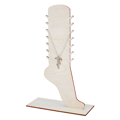 Desktop Wooden Anklet Organizer Display Stands ODIS-WH0086-190-1