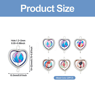 20Pcs Polymer Clay Heart & CCB Frame Links Connector Charms CLAY-TADJ0001-07-1