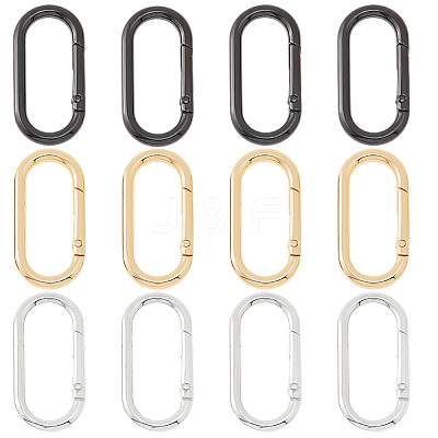12Pcs 3 Colors Zinc Alloy Spring Gate Rings FIND-HS0001-39-1