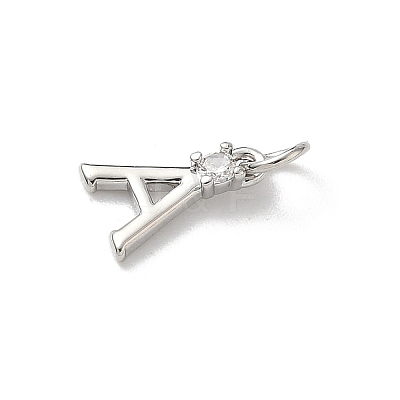 Brass Micro Pave Clear Cubic Zirconia Charms KK-A273-01P-1