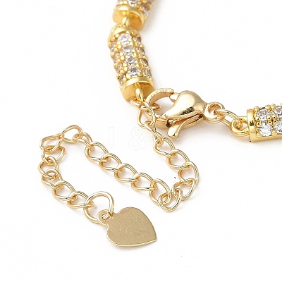 Clear Cubic Zirconia Column Link Chain Bracelet BJEW-E073-01G-1