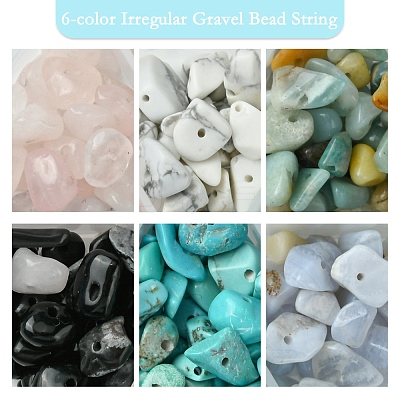 60G 6 Styles Natural & Synthetic Gemstone Beads Chips G-FS0005-80-1