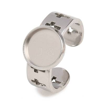 Hollow Cross 304 Stainless Steel Cuff Ring Components SA-CBA098D-02P-B-1