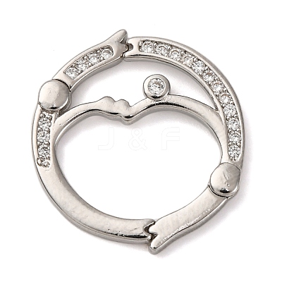 Flat Round Brass Micro Pave Cubic Zirconia Twister Clasps KK-P308-51P-1