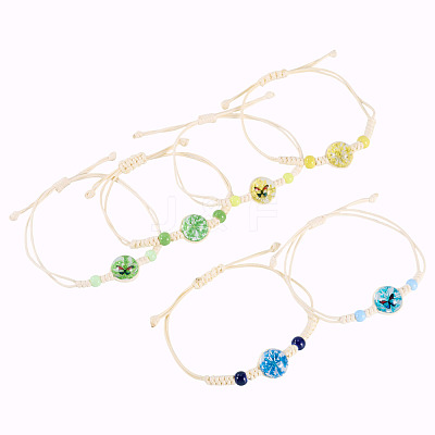 6Pcs 6 Styles Glass Bead Braided Bead Bracelets BJEW-TA0001-21-1