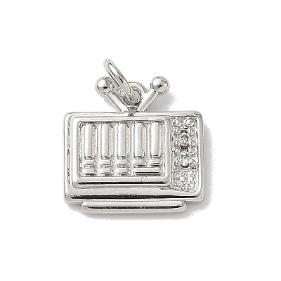 Brass Micro Pave Clear Cubic Zirconia Charms KK-A273-17P-1