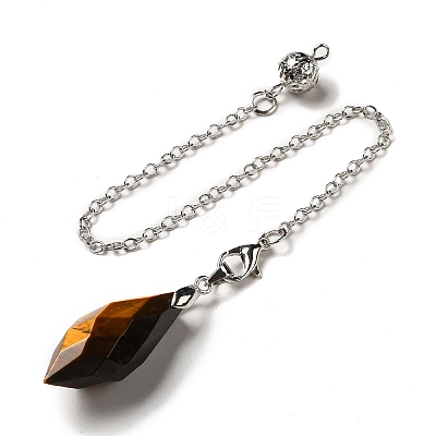 Natural Tiger Eye Dowsing Pendulum Big Pendants G-H286-03P-09-1