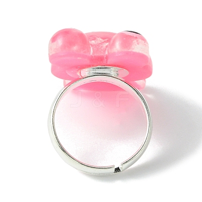 Resin Frog Adjustable Rings for Women RJEW-JR00649-1
