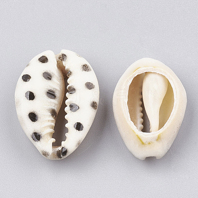 Printed Cowrie Shell Beads X-SHEL-S274-02F-1