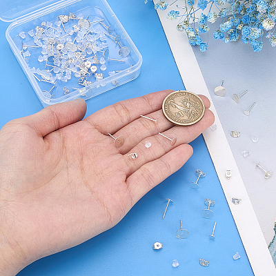 48Pcs 3 Styles Sterling Silver Earring Findings STER-PH0004-73-1