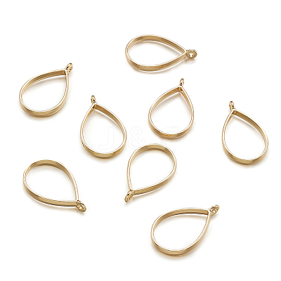 Rack Plating Alloy Teardrop Open Back Bezel Pendants PALLOY-TA0001-09G-1