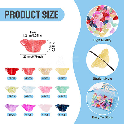 72Pcs 12 Colors Transparent Glass Beads DGLA-TA0001-53-1