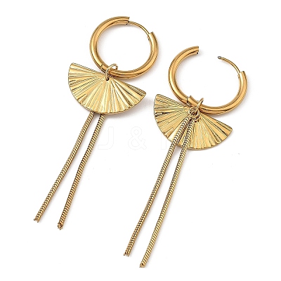 304 Stainless Steel & 201 Stainless Steel Snake Chain Tassel Dangle Earrings EJEW-JE07388-1