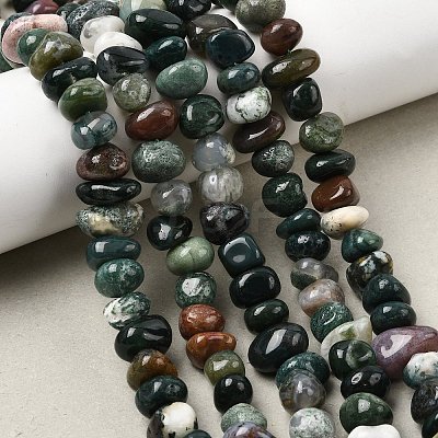 Natural Indian Agate Nuggets Beads Strands G-P091-35-1