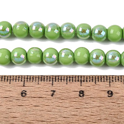 Electroplate Opaque Glass Beads Strands EGLA-Q132-6MM-01C-16-1
