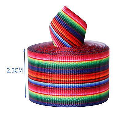 Stripe Pattern Printed Polyester Grosgrain Ribbon OCOR-TAC0009-01H-A-1