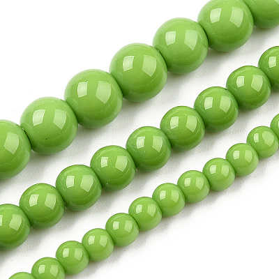 Opaque Solid Color Glass Beads Strands GLAA-T032-P6mm-06-1