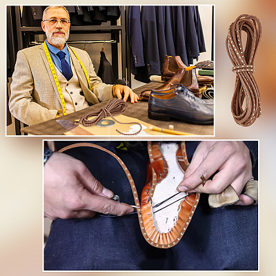 Flat Leather Craft Shoemaker Cord with Metal Rivet AJEW-WH0561-08A-1