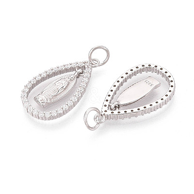 925 Sterling Silver Micro Pave Clear Cubic Zirconia Religion Pendants STER-N016-107P-1