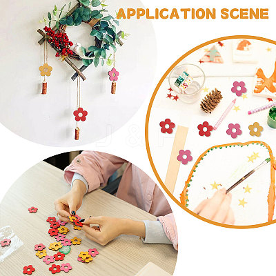 108Pcs Dyed Wooden Decotations AJEW-FH0007-95-1