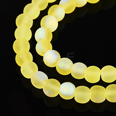 Frosted Transparent Glass Beads Strands GLAA-T032-T4mm-MBB12-1