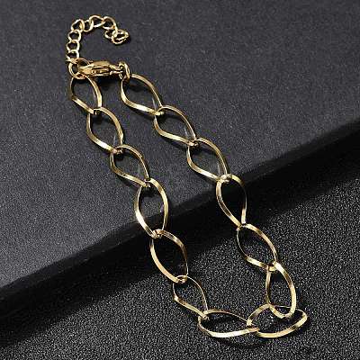 304 Stainless Steel Link Chain Bracelets for Women BJEW-A051-02G-1