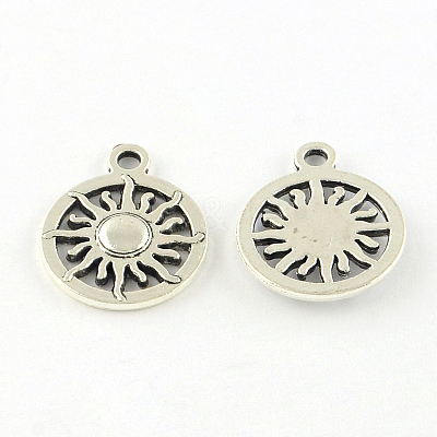 Sun Tibetan Style Alloy Pendants TIBEP-S295-54AS-RS-1