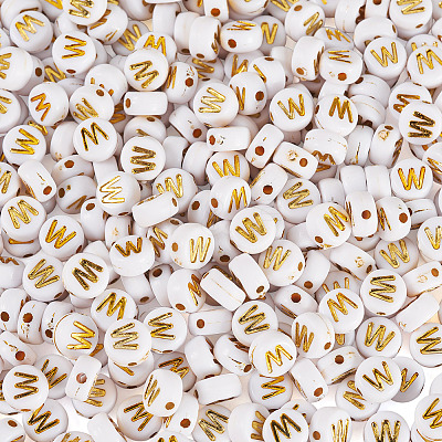 500Pcs Plating Acrylic Beads PACR-TADJ0001-01W-1