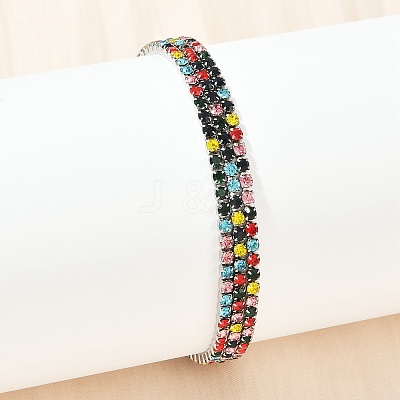 304 Stainless Steel Rhinestone Cup Chain Bracelets for Women BJEW-Z143-23P-01-1