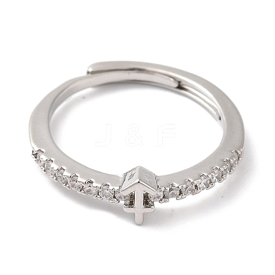 Rack Plating Brass Clear Cubic Zirconia Constellation Adjustable Rings for Women RJEW-S407-08P-05-1