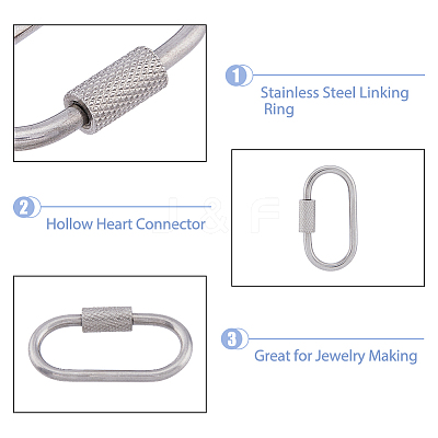 304 Stainless Steel Screw Carabiner Lock Charms STAS-UN0047-24P-1