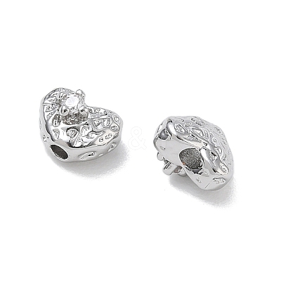 Brass Micro Pave Clear Cubic Zirconia Beads CU-CBA91C0-04P-1