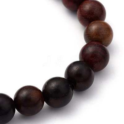 Unisex Natural Wood Beaded Stretch Bracelets BJEW-JB05463-04-1