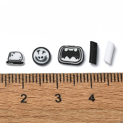 Black White Halloween Theme Polymer Clay Slices CLAY-M005-18-1